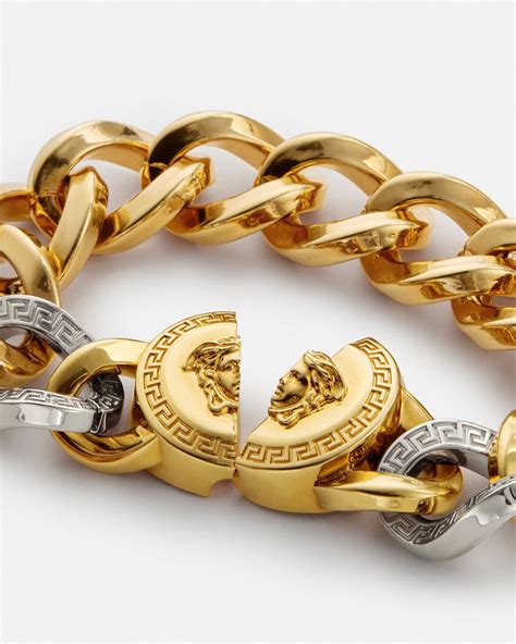 versace bracelet 18k gold|versace medusa chain bracelet.